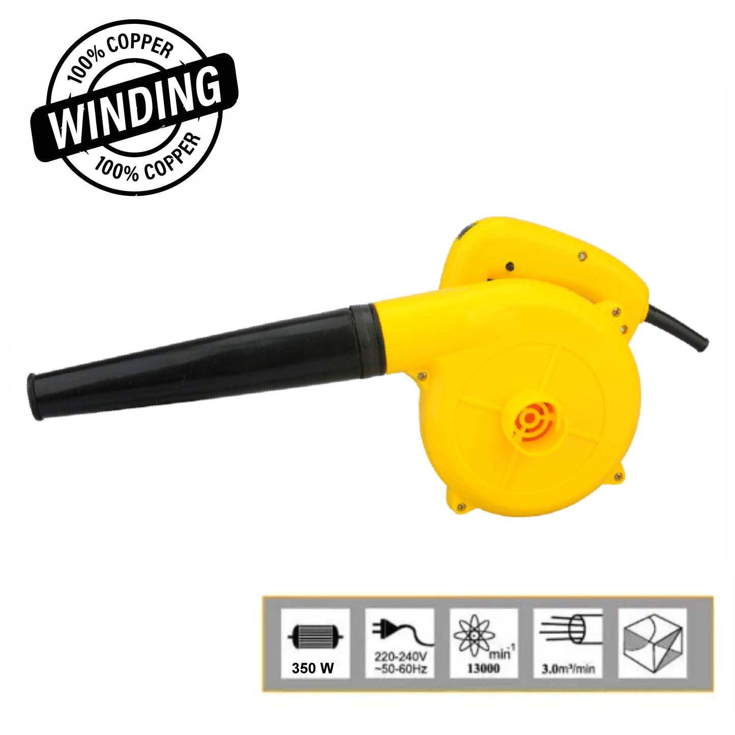 2-in-1 Air Blower & Vacuum Cleaner - 350W with Washable Dust Bag
