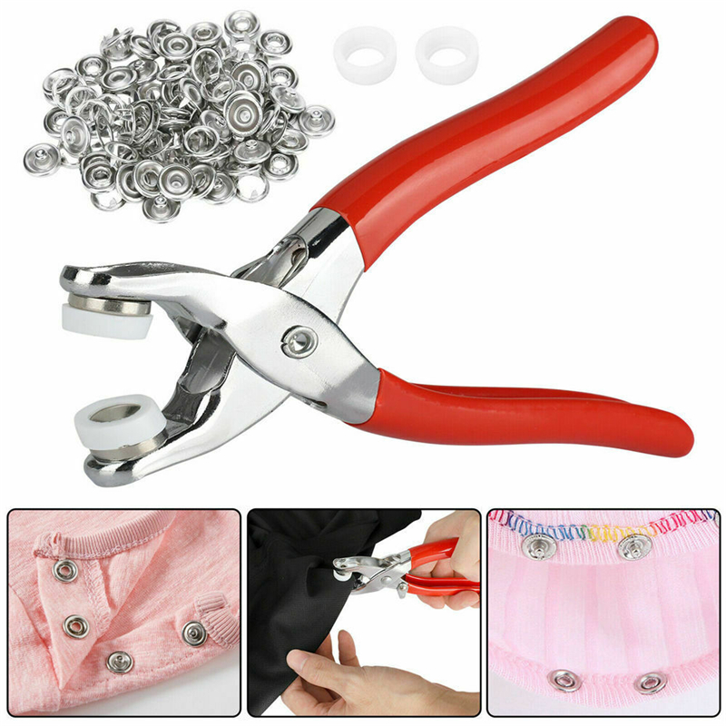 9.5mm Metal Snap Buttons Kit with Fastener Pliers — DIY Sewing & Craft Set