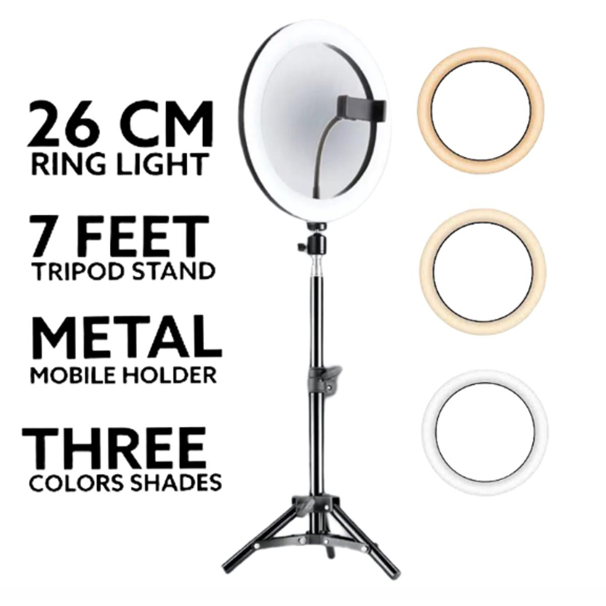 26CM LED Ring Light with 7-Foot Tripod Stand & Phone Holder