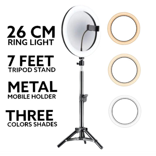 26CM LED Ring Light with 7-Foot Tripod Stand & Phone Holder