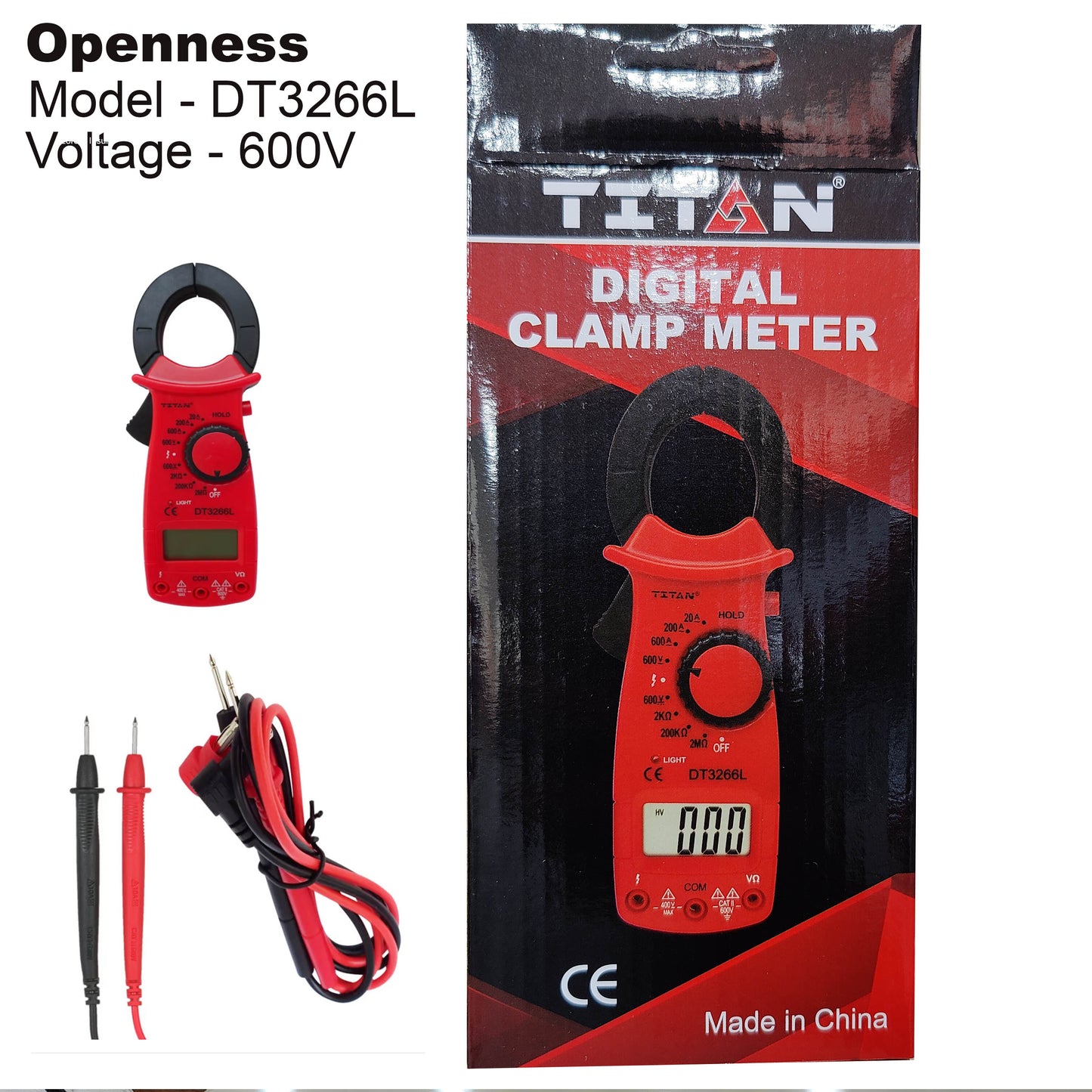 Digital Clamp Meter DT-3266L - AC/DC Voltage Tester CAT ||| 600V
