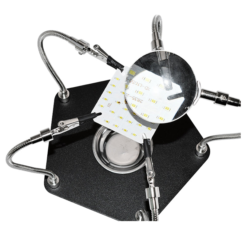 TE- 806 Helping Hands Soldering Station - 4 Flexible Arms with 3X LED Magnifier
