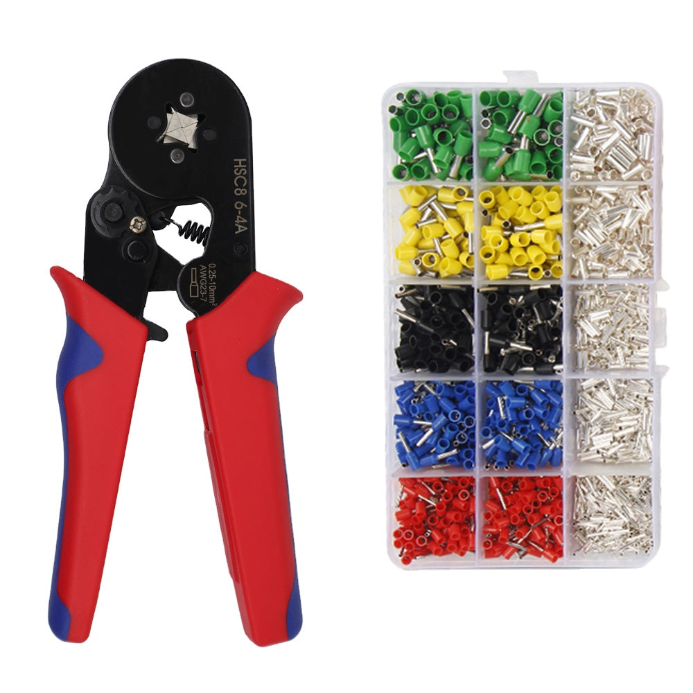 SY200 HSC8 6-4A Wire Hand Crimp Tool Kit with 1200 PCS Insulated Terminals, Ferrules & Crimping Pliers Set