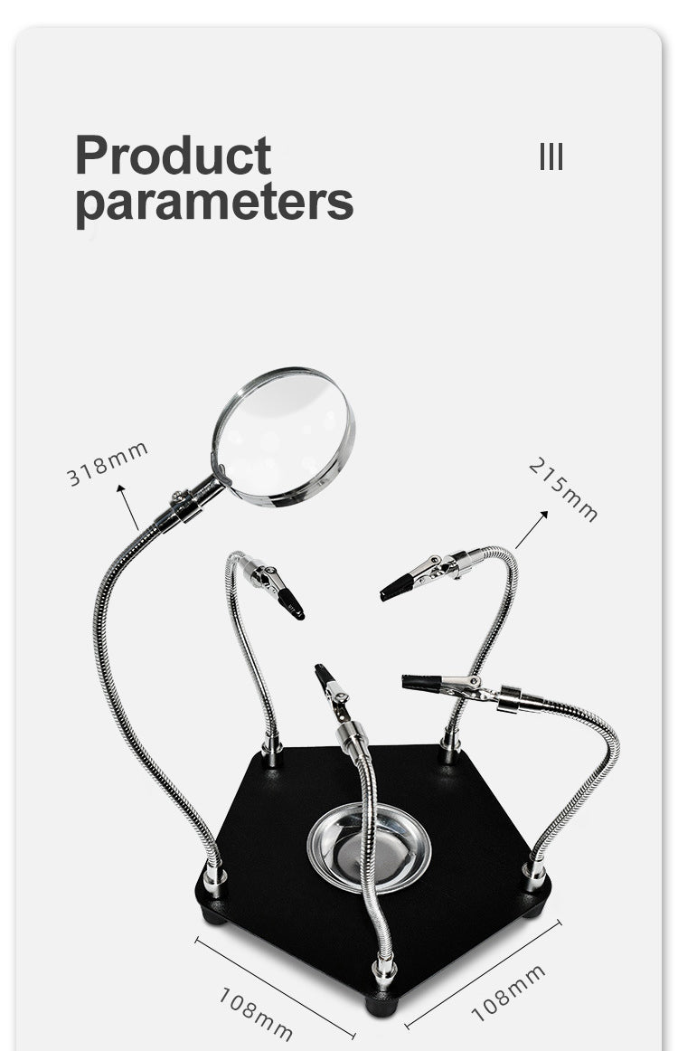 TE- 806 Helping Hands Soldering Station - 4 Flexible Arms with 3X LED Magnifier