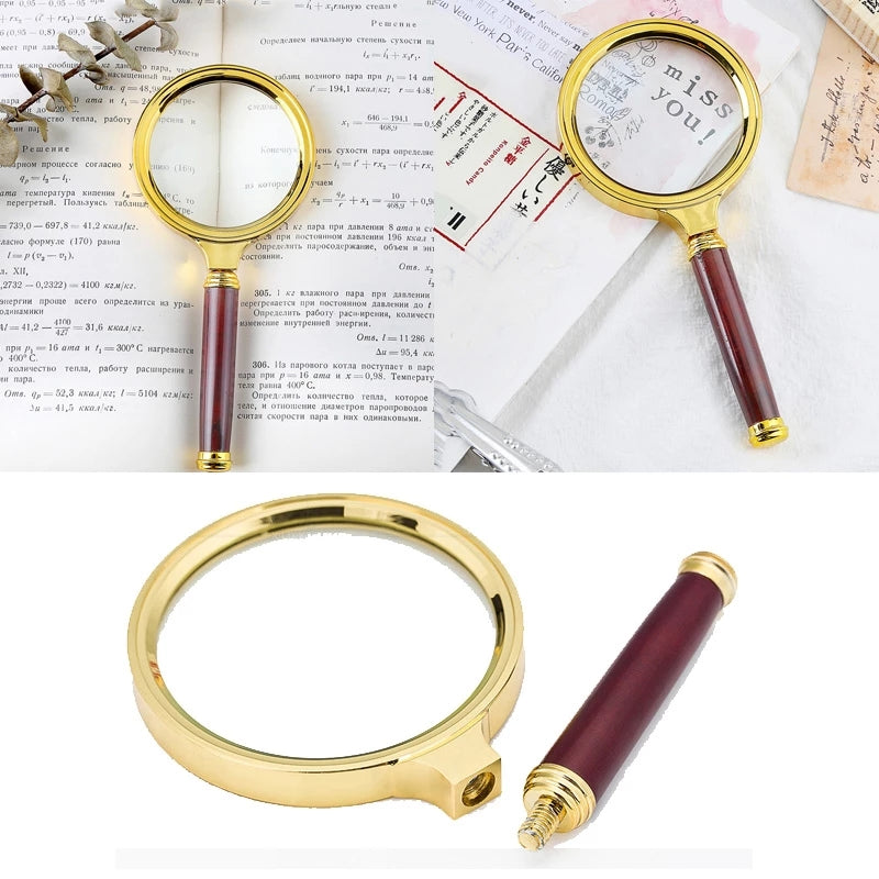 10X Handheld Magnifying Glass with Wood Handle - Jeweler and PCB Repair