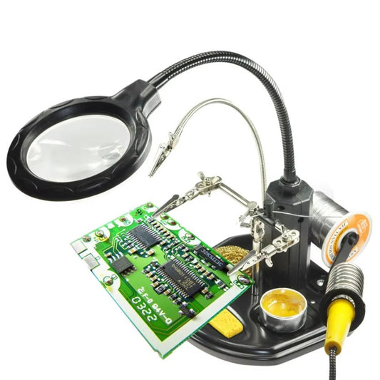 TE-802 Helping Hand Soldering Station with 360° Rotation & LED Magnifier